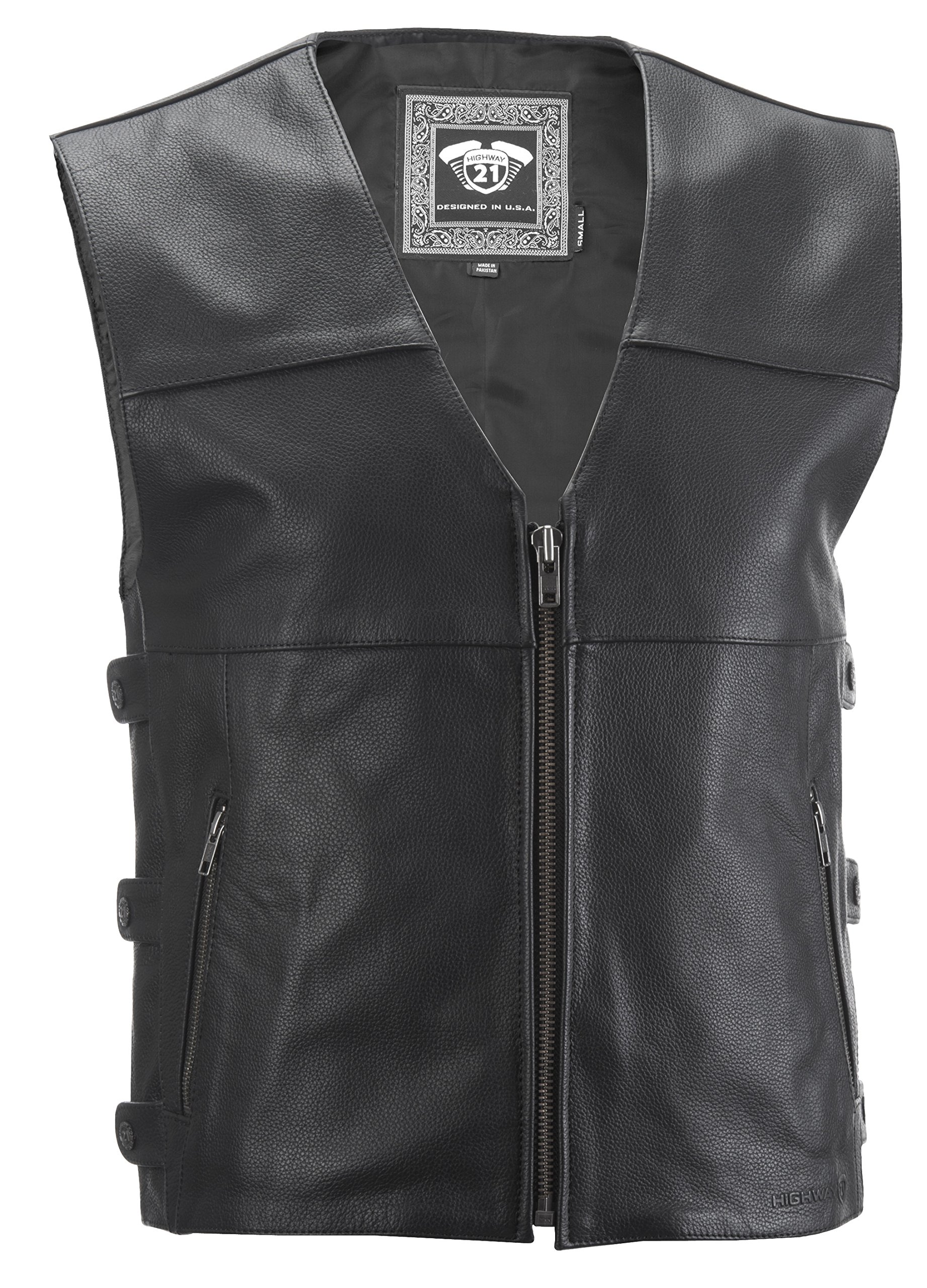 Highway 21 Men's Men's 12 Gauge Black Leather Vest