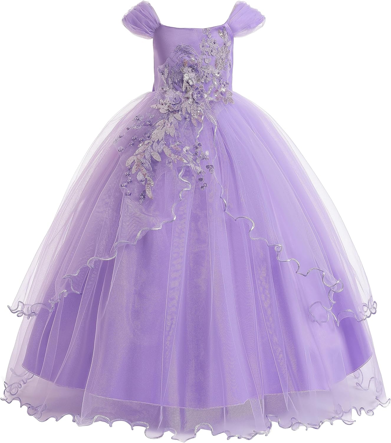 Weileenice Vintage Off the Shoulder Flower Girl Dress Lace Embroidery Little/Big Girls Wedding Bridesmaid Holiday Ballgown