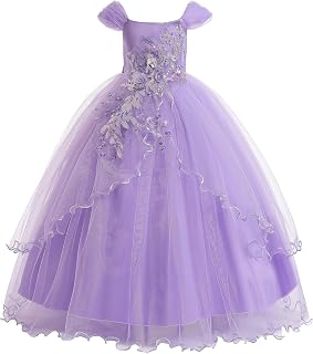 Vintage Off The Shoulder Flower Girl Dress Lace Embroidery Little/Big Girls Wedding Bridesmaid Holiday Ballgown