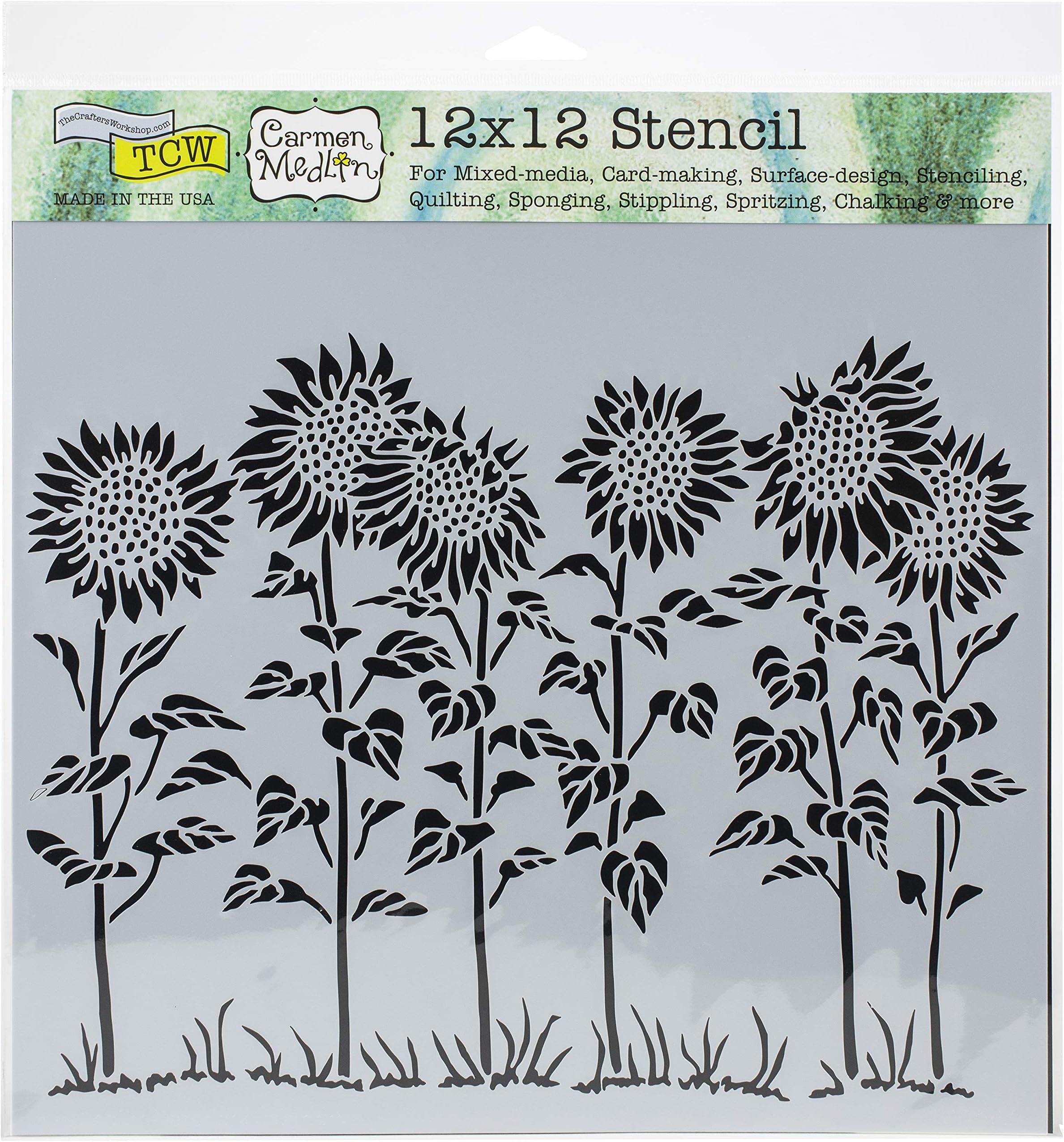 CRAFTERS WORKSHOP TEMPLATES 12"X12", Sunflower Meadow