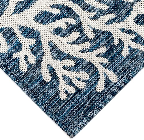 Miniatura 7 de Liora Manne Carmel - Alfombra de área de mezcla sintética para interiores y exteriores, perfil bajo, borde de transición costero decorativo (borde