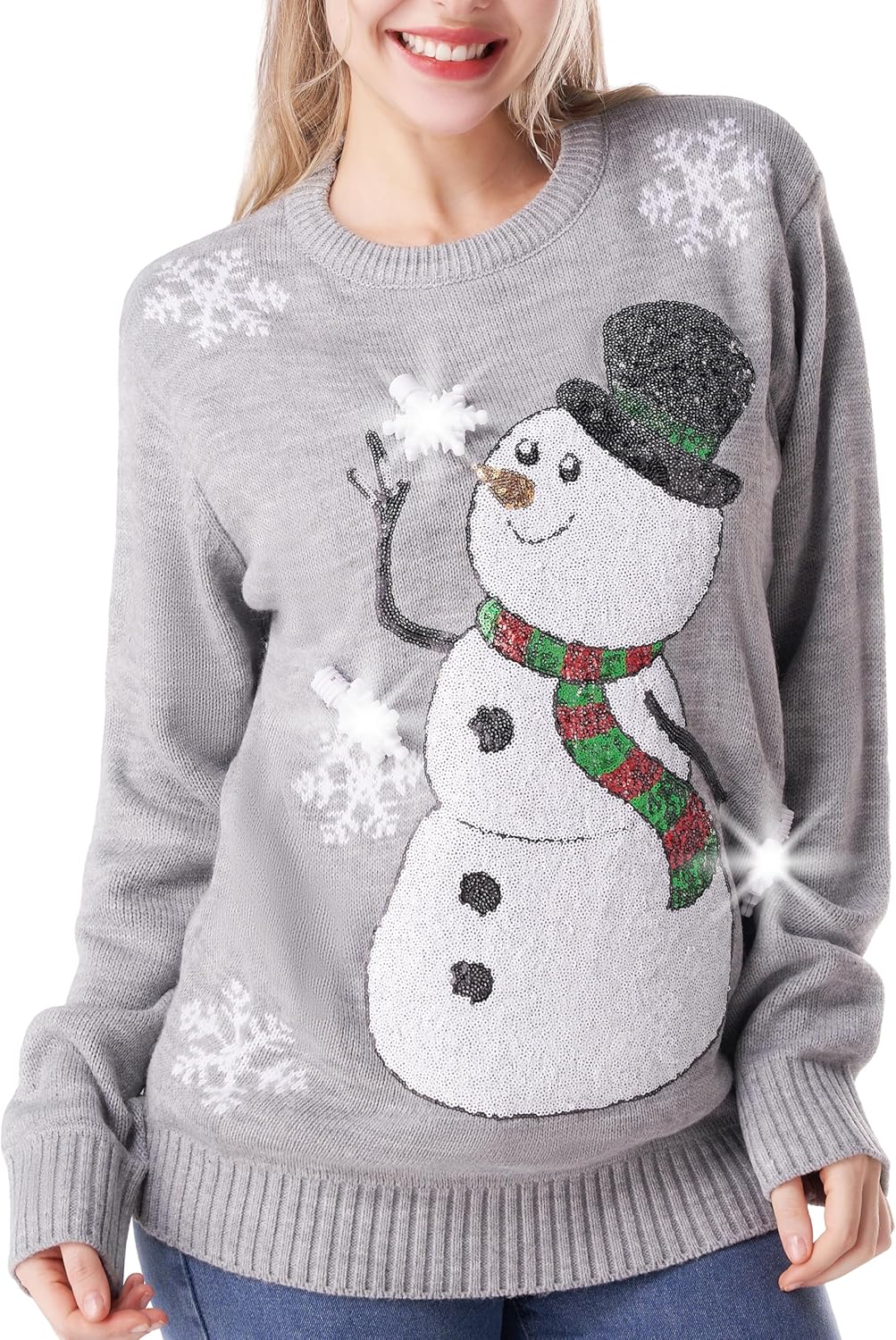 Giggling Getup Ugly Christmas Sweater, LED Ugly Christmas Sweater with Light, Holiday Pullover for Women Men Kids 2025