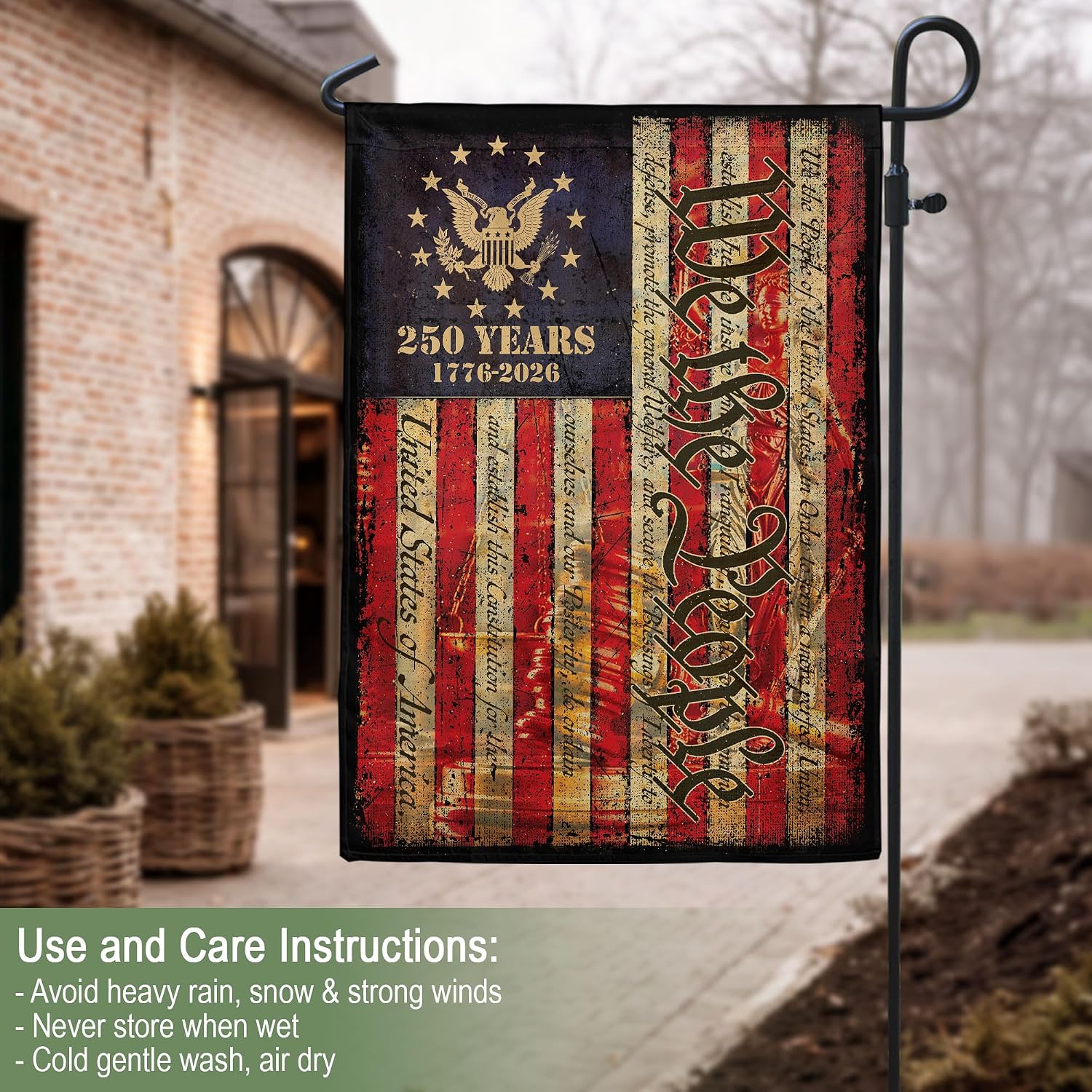250 Anniversary Usa Flag, We The People Flag, 250th Year America Garden Flags, 1776-2026 Commemorative, Two-sided Print, Garden Flags For Outside, American 250th Anniversary Patriotic Design 5 (12x18 Inch)