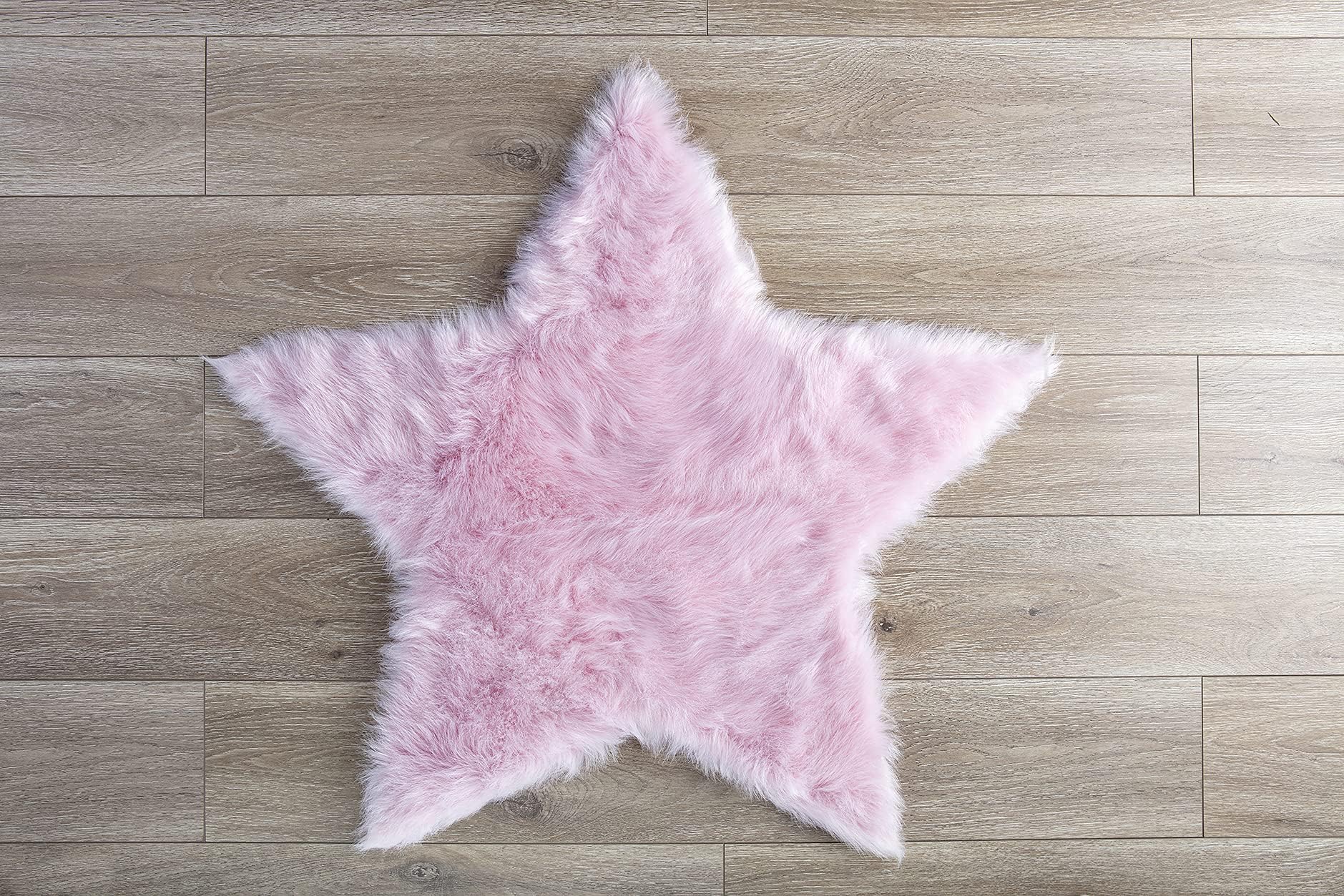 kroma Carpets Machine Washable Faux Sheepskin Cotton Candy Pink Star Area Rug 3' x 3' - Soft and Silky - Perfect for Baby's Room, Nursery, playroom - Fake Fur Area Rug(Star Large Cotton Candy Pink)
