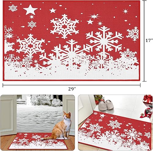 Miniatura 2 de CAROMIO Felpudo de Navidad para puerta de vacaciones, copos de nieve de invierno, Navidad, interiorexterior, entrada, piso, porche, decoración del