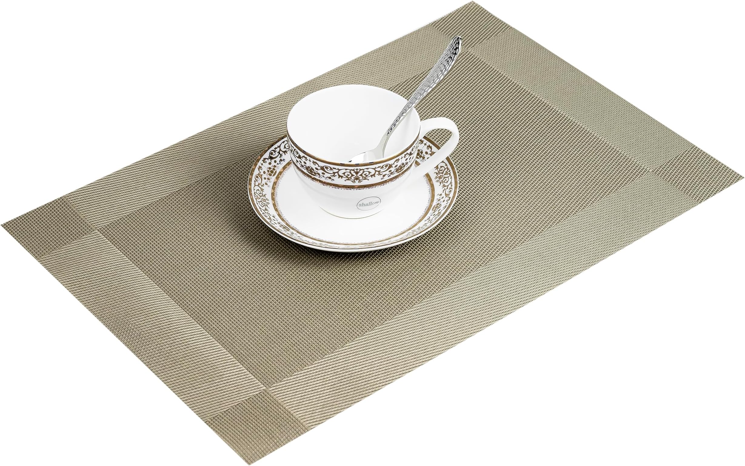Home-BrandHome Non-Slip Crossweave Woven Vinyl Insulation Place Mat - 30 x 45 cm - Heat-Resistant, Easy-to-Clean, Tabletop Placemat - Washable Table Mats for Home, Restaurants and Party Decoration