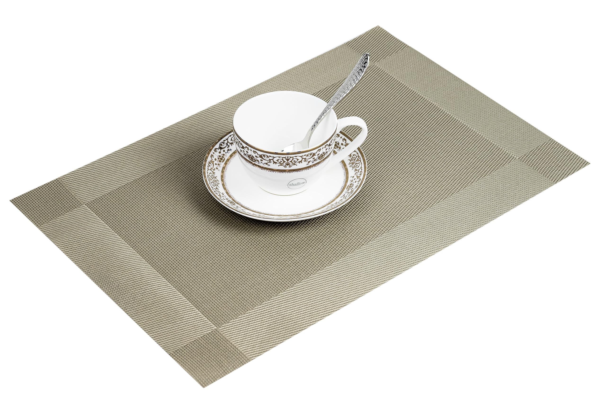 Home-BrandHome Non-Slip Crossweave Woven Vinyl Insulation Place Mat - 30 x 45 cm - Heat-Resistant, Easy-to-Clean, Tabletop Placemat - Washable Table Mats for Home, Restaurants and Party Decoration