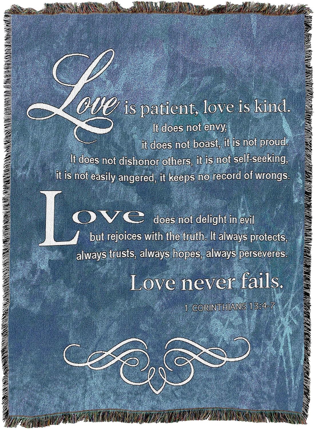 Pure Country Weavers Love is Patient Love is Kind Blanket 2 - Scriptures - 1 Corinthians 13 - Wedding Gift Tapestry Throw Woven from Cotton - Made in the USA (72x54)
