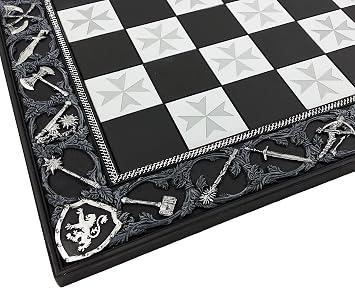 HPL 17" Medieval Times Maltese Cross Chess Board Black and Silver with 1 5/8" Squares