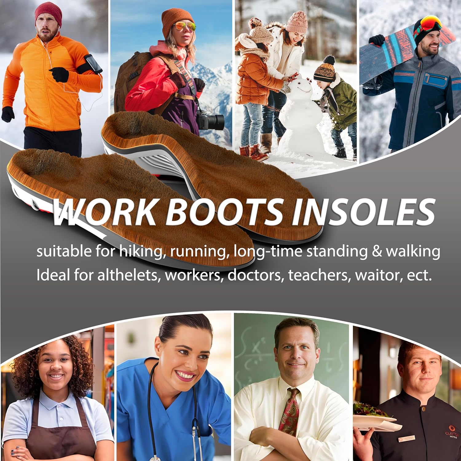 TAEPUSR Winter Warm Plantar Fasciitis Insoles for Women Men-260lbs+ Orthotic Arch Support Pain Relief Shoe Inserts for Sports Work Daily Use (XL | Men 12.5-14/WOMEN 13.5-15) - Image 7