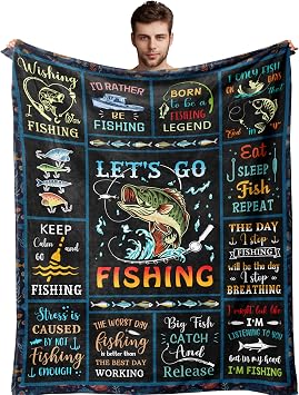 Fishing Gifts for Men, Fishing Gifts for Boys/Women, Mens Fly Fishings Lover Gift Blanket 60 x 50, Gift for Fisherman