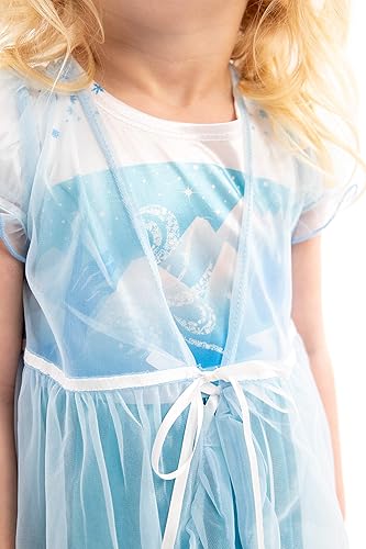 Vista 4 de Little Adventures Camisón de princesa de hielo con bata azul (6) Pijamas infantiles lavables a máquina sin purpurina, Azul