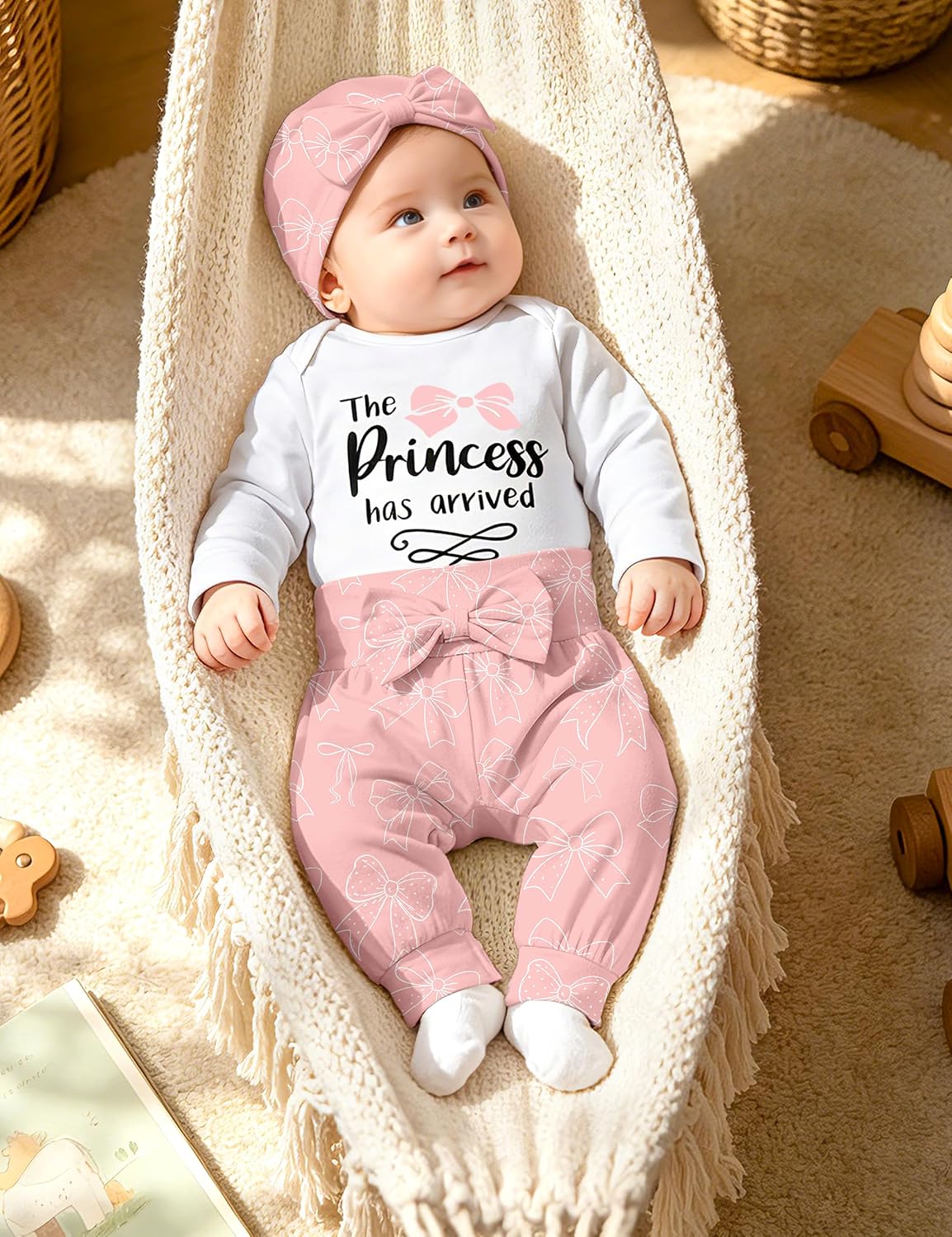 Infant Newborn Baby Girl Clothes Long Sleeve Snap Romper Pant Sets image 2