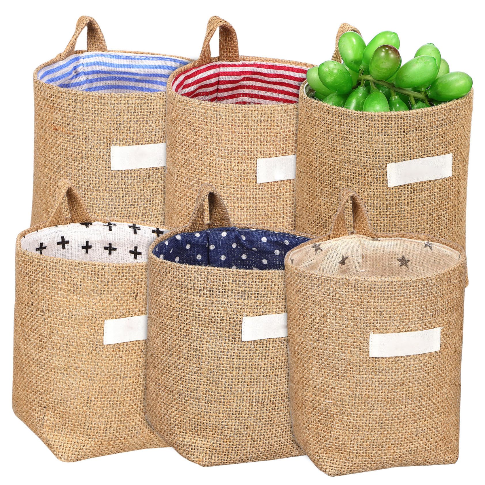 ABOOFAN 6Pcs Cotton Linen Wall Hanging Storage Bags Back Door Organizer for Items Space Saving Design with Rustic Style for Bedroom Bathroom Kitchen and Dormitory