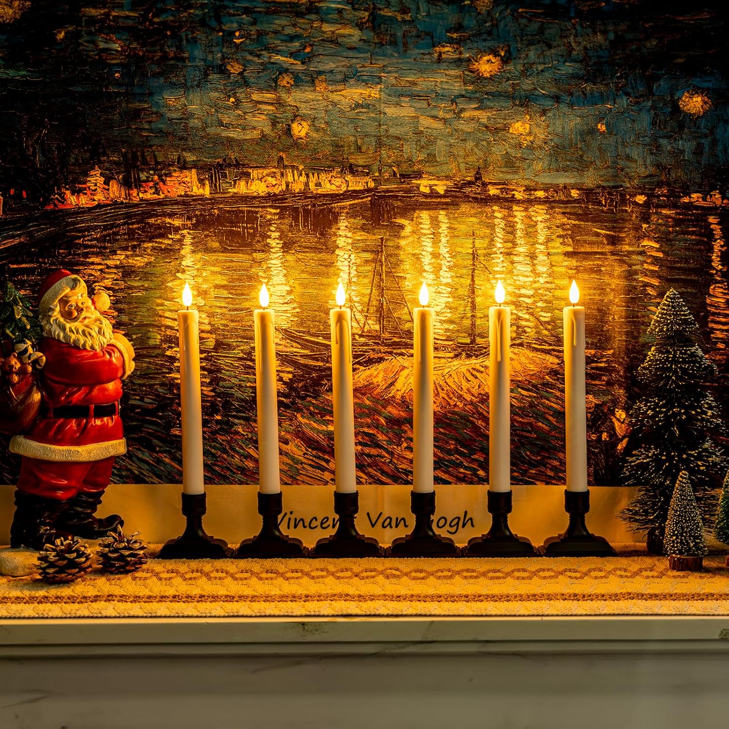 Homemory 6 Pcs Window Candles with Remote Timer Dimmer, Battery Operated Candlesticks with Holders and Suctions, White LED Christmas Candle for Window Xmas Holiday Decor - Image 4