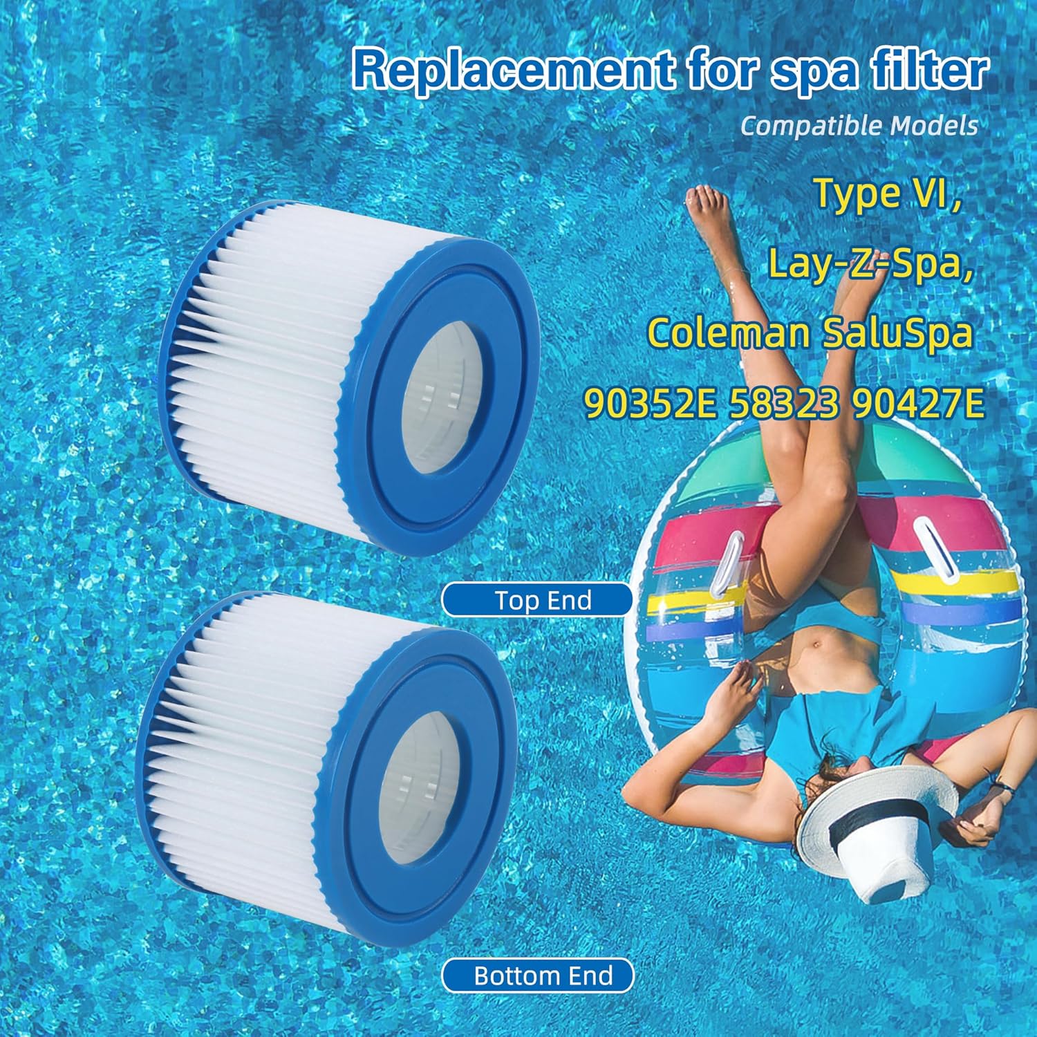 Type VI Spa Filter Replaces for saluspa hot tub Filters, Lay-Z-Spa, Coleman SaluSpa 90352E, 58323E, 58323 Swimming Pool Pump, Hot Tub Filter, 16 Pack - Image 3