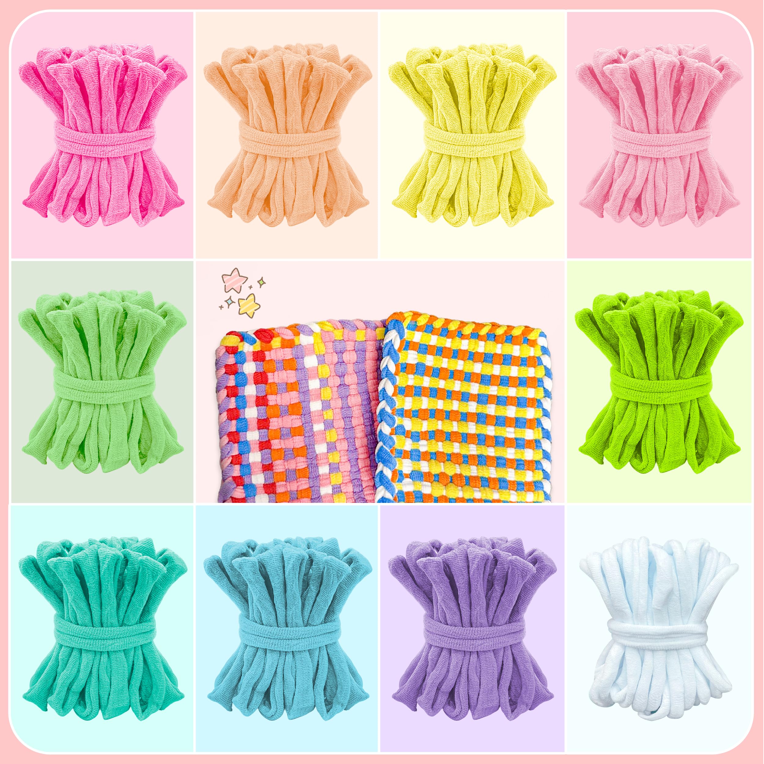 LINAYE 1000 anelli di ricarica per telaio, 10 colori per tessitura, kit di anelli di ricarica per presine da 15,2 cm e 17,8 cm, per progetti artistici e artigianali, forniture fai da te per bambini e