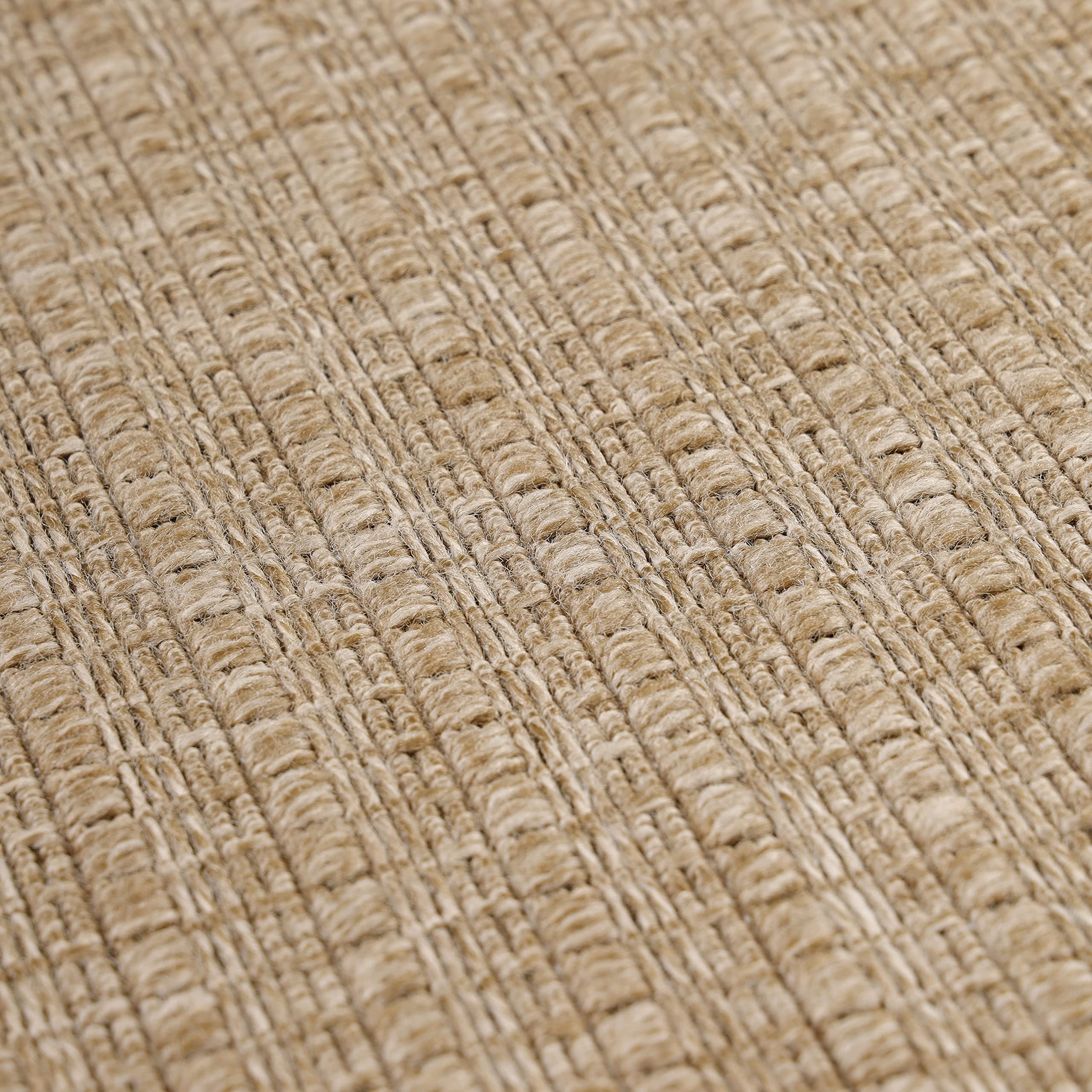 Teppium Outdoor Teppich Wetterfest 200x300 (200 x 290 cm) Beige Sisal & Jute Optik - Küchenteppich Waschbar rutschfest, Wasserfest, Boho, Pflegeleicht - Ideal für Balkon, Terassen, Garten, Camping