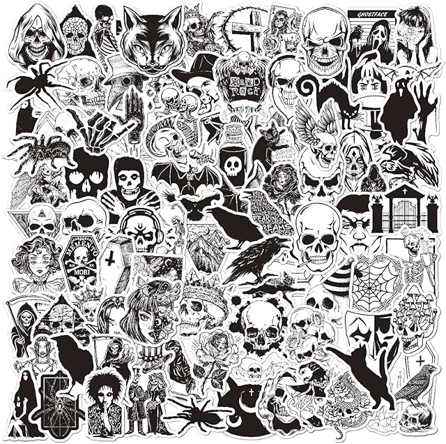 Jagowa 100 Pieces Vinyl Waterproof Decorations Stickers for Phone Laptop Suitcase Cabinet (Gothic)