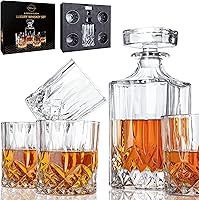 Vista 2 de LIGHTEN LIFE Juego de decantador de whisky de cristal para hombre, caja de regalo con vasos, vidrio sin plomo para bourbon y licor, perfecto