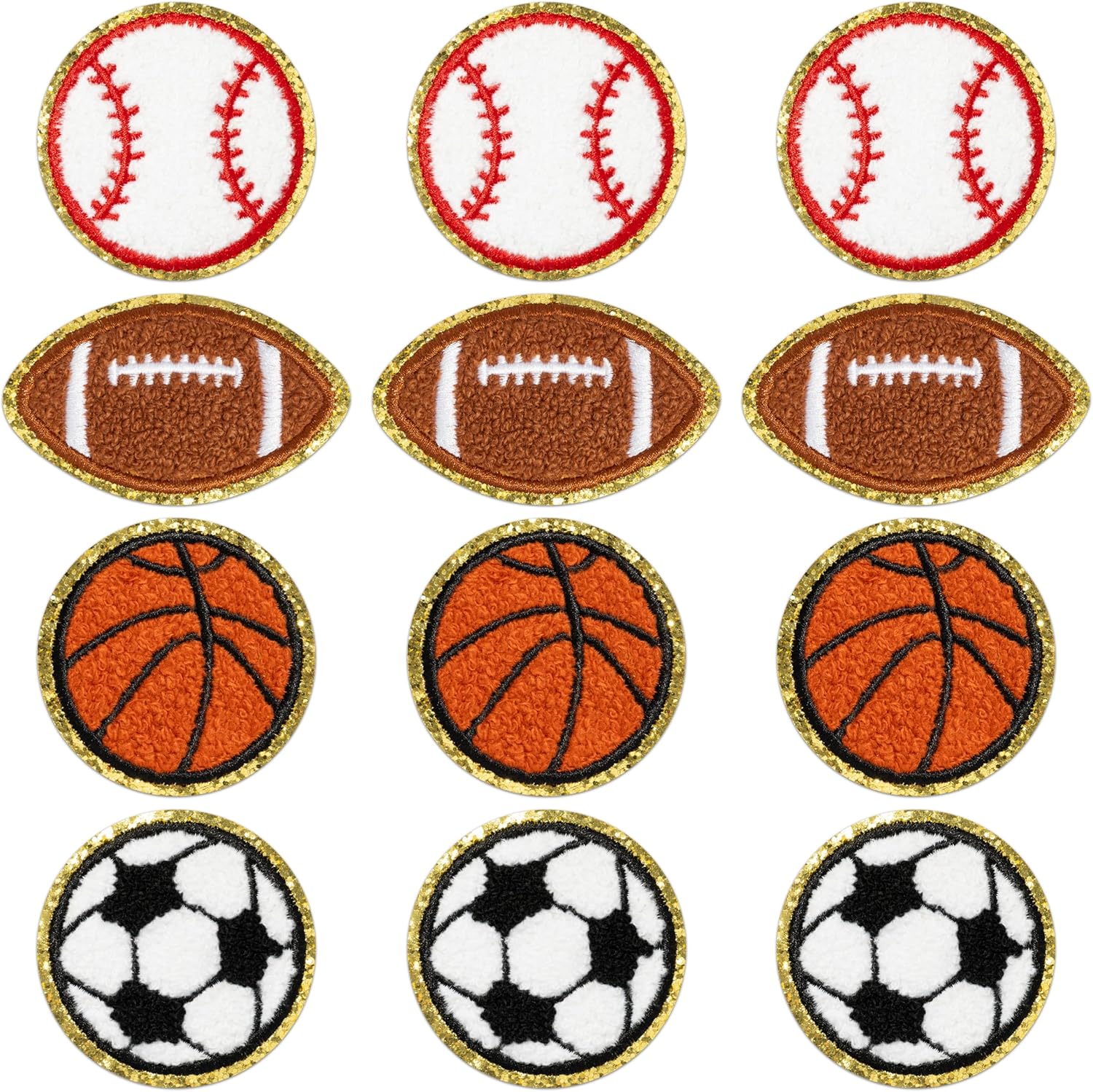 X1zuue 12Pcs Ball Sports Chenille Iron on Patches, Kids Football