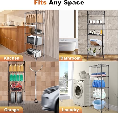 Miniatura 7 de Whitmor Estantería de 5 niveles de metal resistente, capacidad de 400 libras por estante, 2000 libras en total, fácil montaje, 18 pulgadas de largo