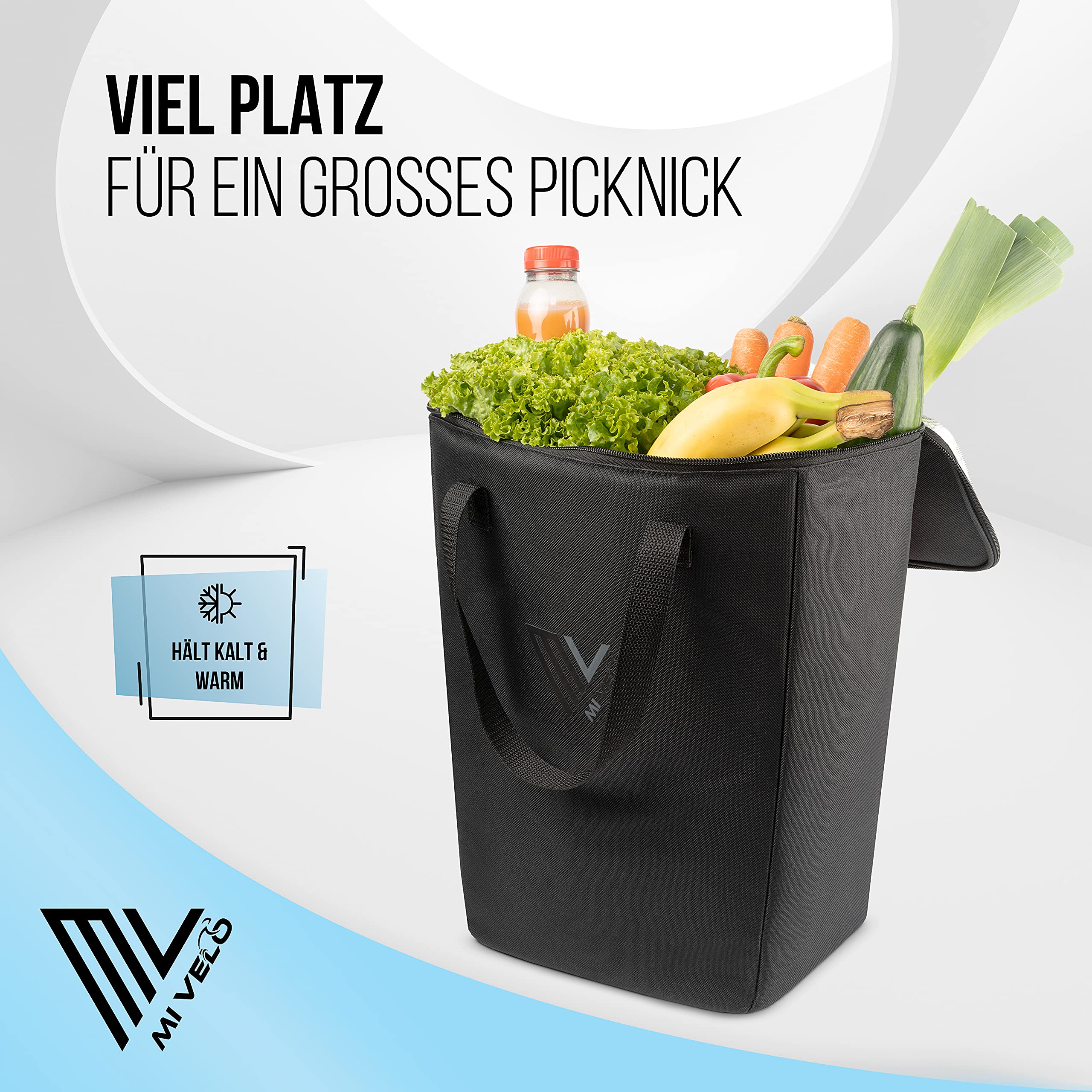 MIVELO Sac Isotherme Pour Vélo 20L - Insert Sacoche Porte-Bagages, Pliable, Pique-Nique & Courses, Maintient Frais Longtemps