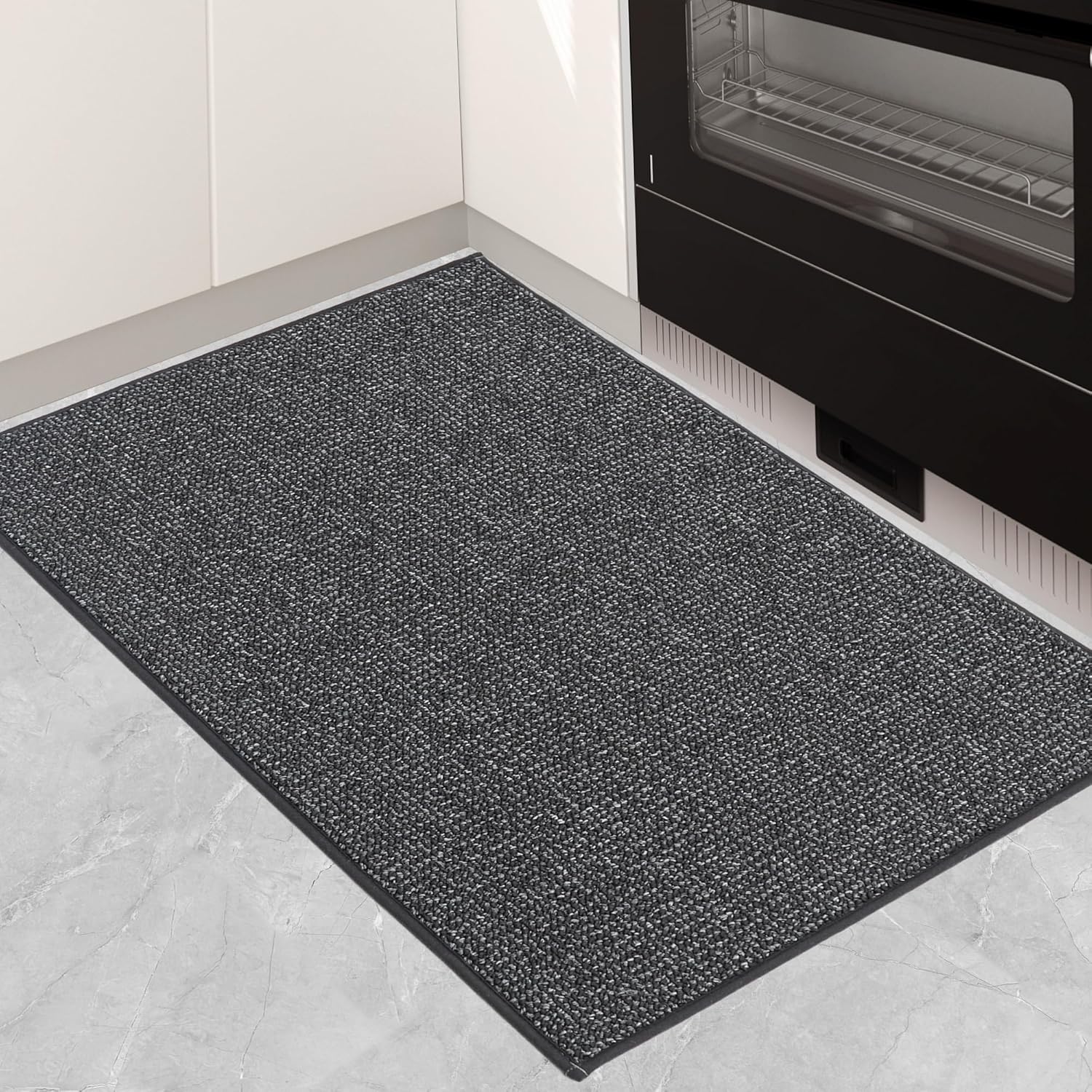 BEQHAUSE Kitchen Rugs and Mats,Non Skid Washable Absorbent Kitchen Runner Rug with TPR Backing for Kitchen,Front of Sink,Laundry (Dark Grey,20"x32") 20"x32" Dark Grey