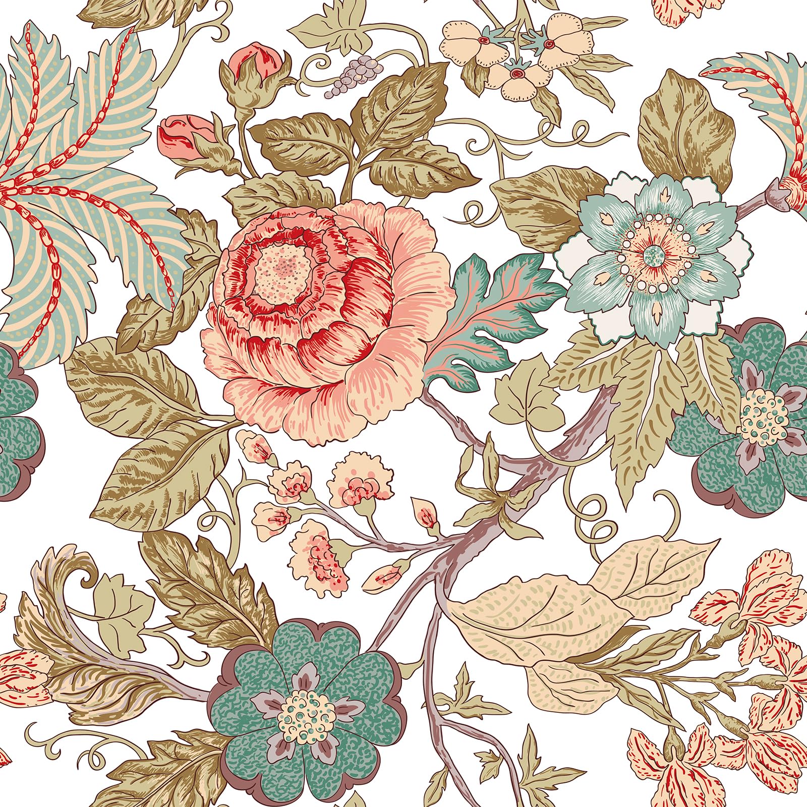 Papel tapiz floral lavable para cubrir imperfecciones en paredes sin usar pegamento