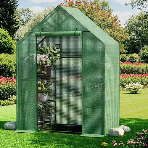 Greenhouse for Outdoors, Small Greenhouse, Walk-in Greenhouses with 3 Tiers