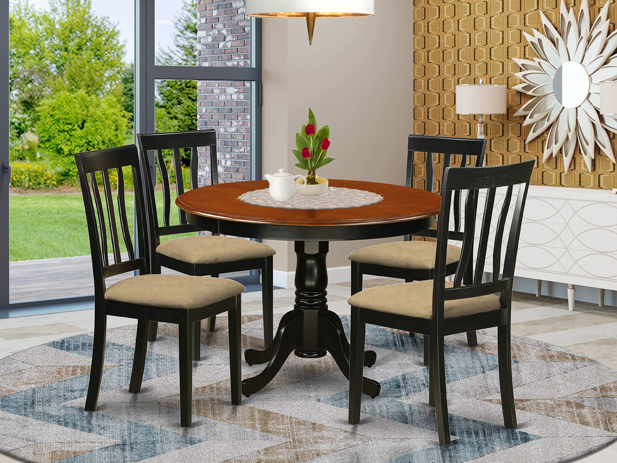 Buy East West Furniture HLAN5BCHC 5Piece Dining Table Set A Modern