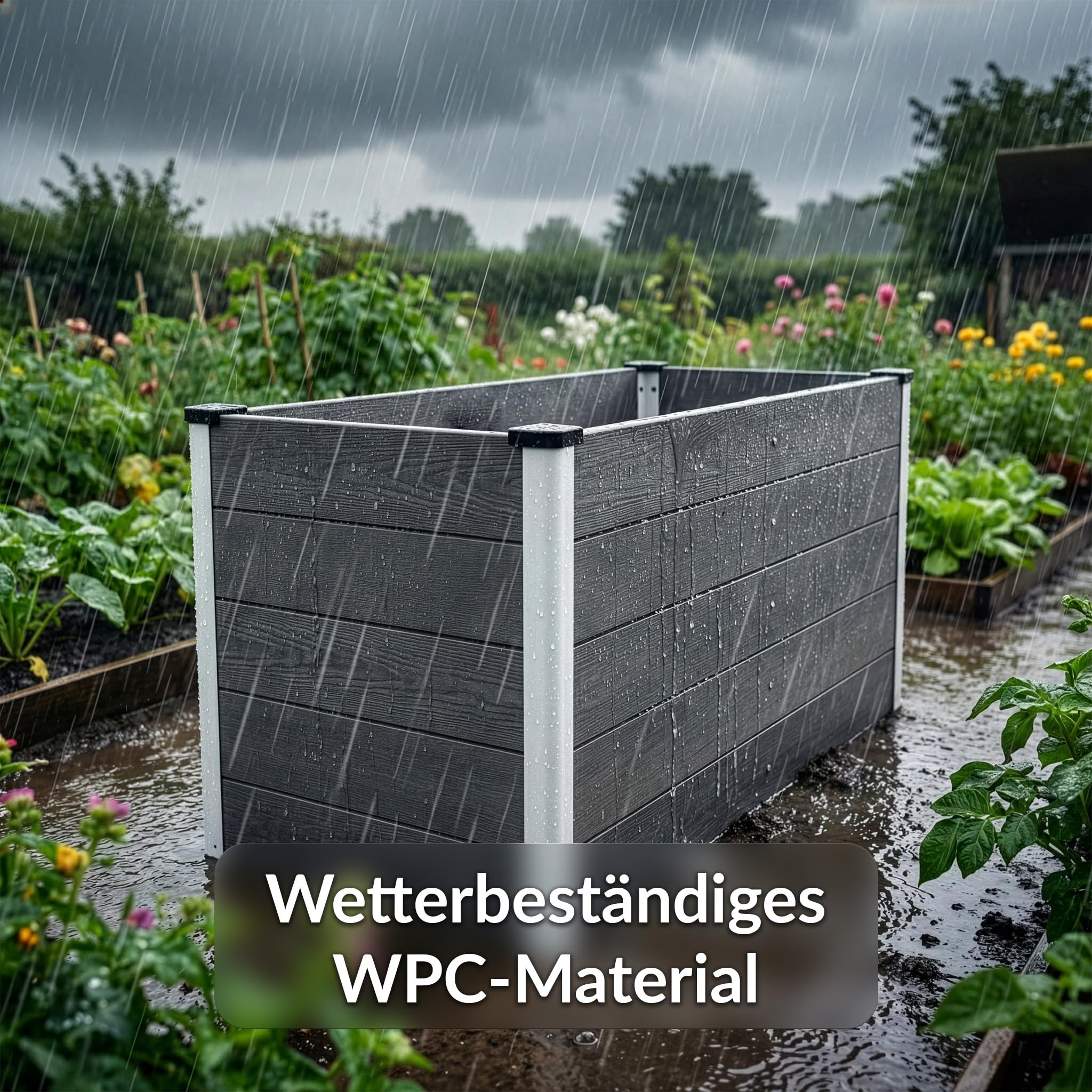 KARAT Hochbeet 150x70x75 cm Anthrazit WPC - Wetterbeständig & pflegeleicht auf Stelzen für Garten, Balkon oder die Terrasse - Kasos