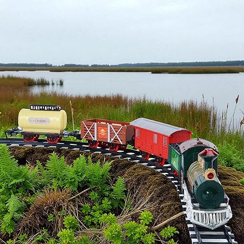 Miniatura 2 de BPC - Juego de tren eléctrico para niños con motor de locomotora, juego clásico de tren navideño para debajo del árbol, juguete a pilas con luces,