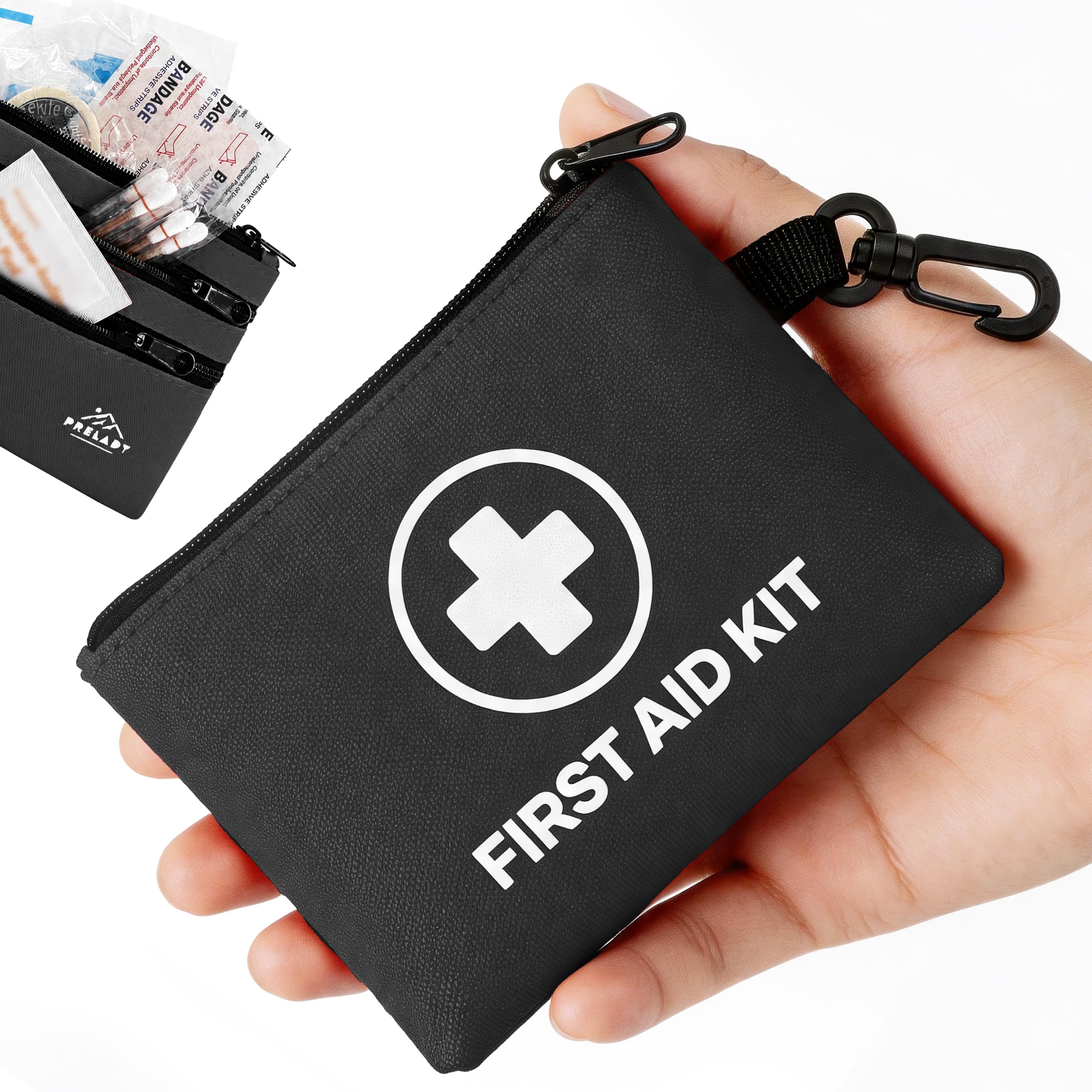 Prelady 35Pcs Travel Size Mini Waterproof First Aid Kit Portable Small First Aid Kits with Cotton Sticks Pads Skin Closing Strips for Car Camping Hiking Home Boat Dorm Business — Amazon image 7