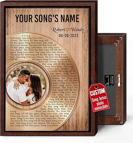 H-DEWALL Regalos para marido de parte de la esposa, letras de canciones personalizadas con marco, discos de vinilo retro, decoración de pared para