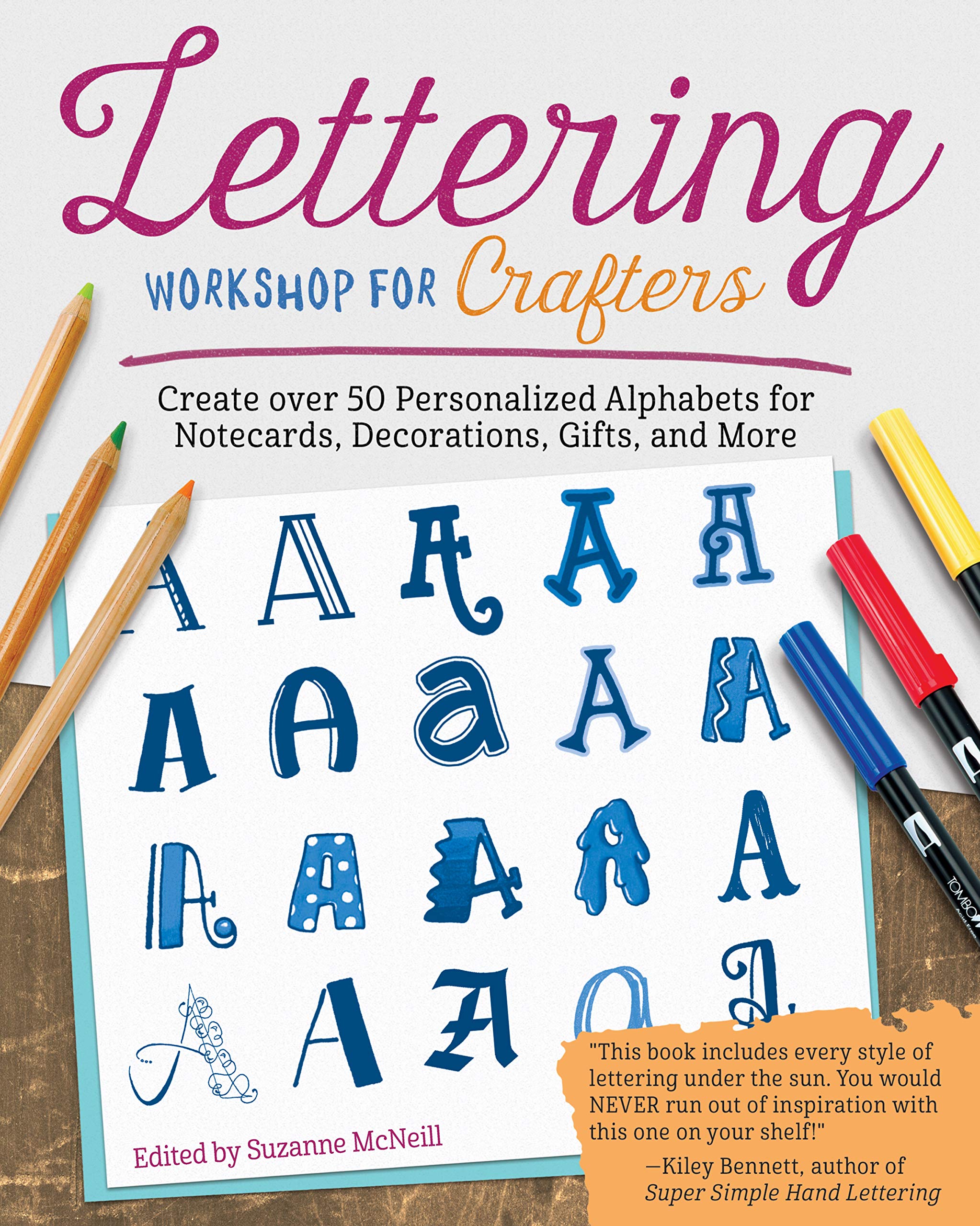 Livre de lettering pour crafters avec 50 alphabets personnalisés pour déco
