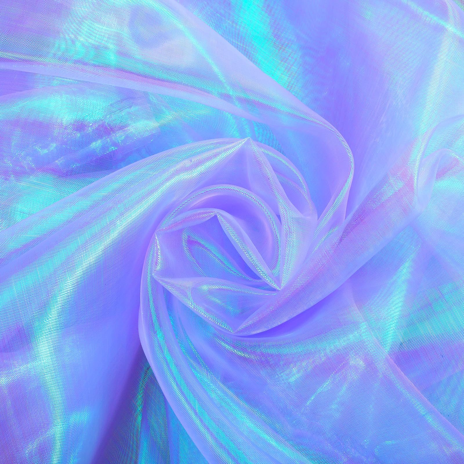 2.2 Yard Organza Fabric 59Inch Silky Tulle Iridescent Fabric Sheer Gradient Holographic Sheer Fabrics By the Yard for DIY Dress Costume Wedding Photography Curtain Party Decor(Light Purple)