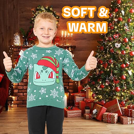 Pokemon Eevee Kersttrui Zwart Groen 50% Katoen