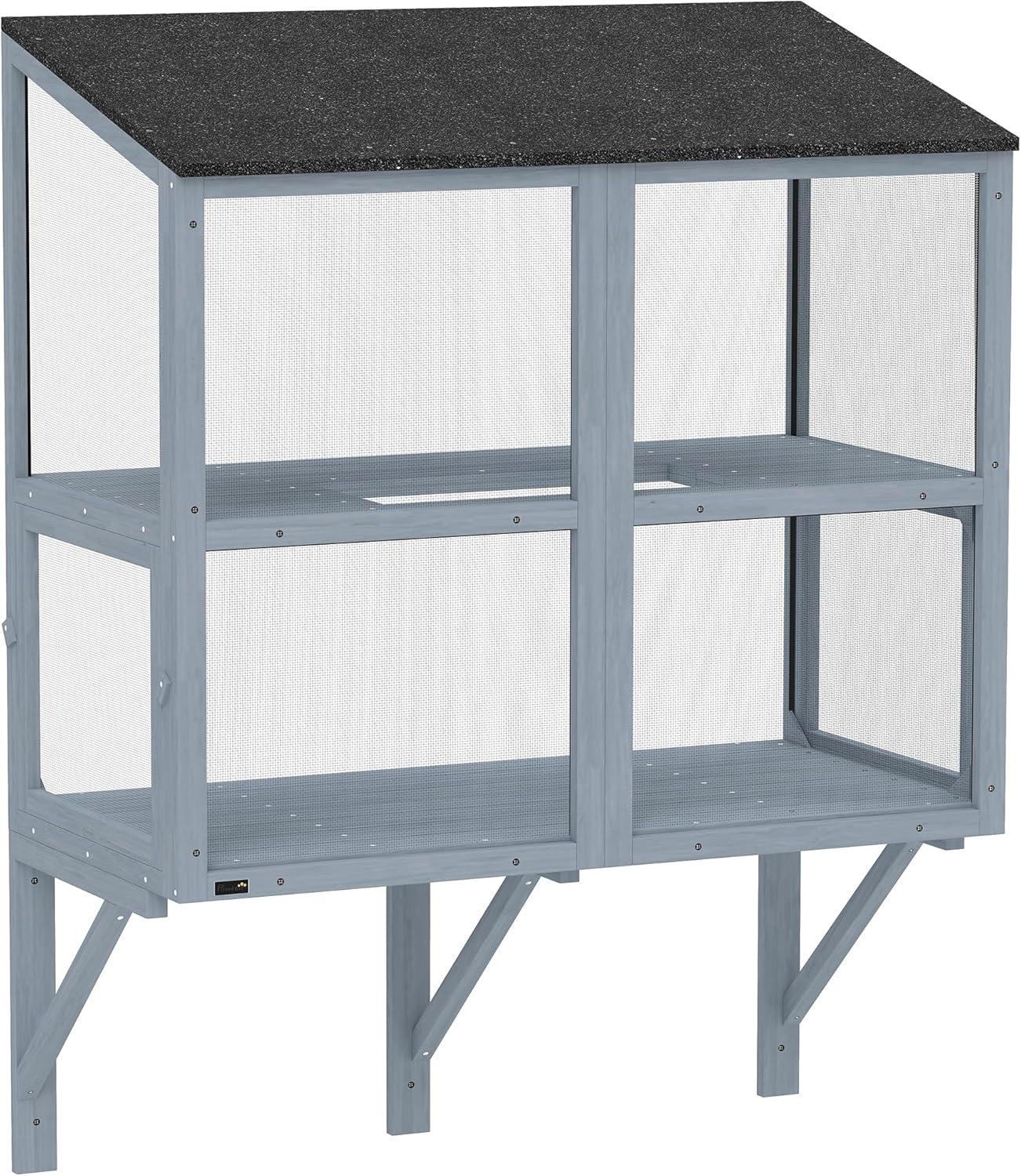 PawHut Cat Catio, Expandable Window Box Enclosure for Multiple Indoor Cats, Comfortable Wooden Pet Perch House, All Weather Use, with 2 Doors, for Sunbathing, Napping, Overlooking, 39" L