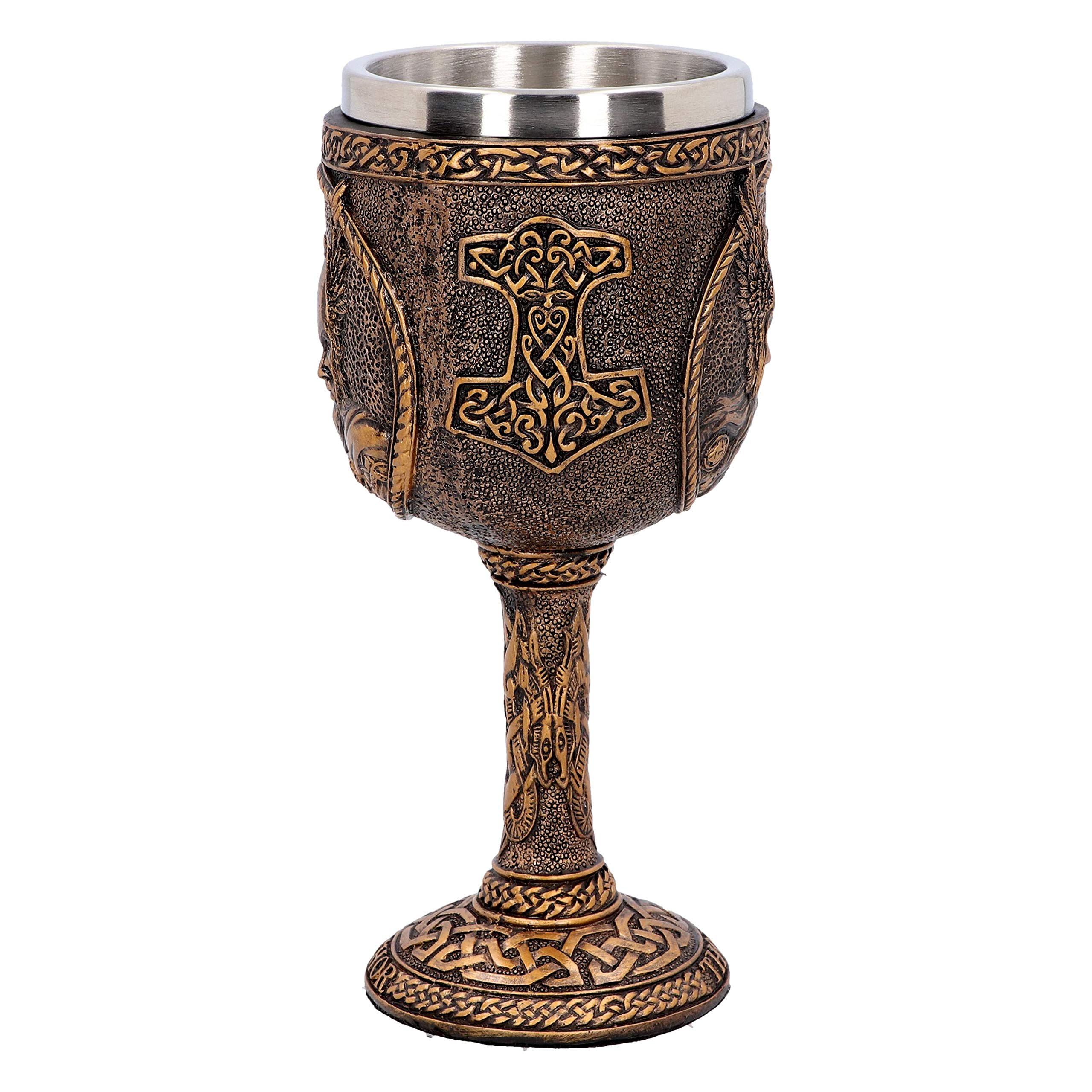 Nemesis Now D4719P9 - Calice Thor, 17 cm, in resina con acciaio INOX