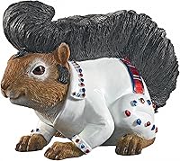Design Toscano Elmer Rock 'n' Roll Squirrel Garden Statue - Hand-Painted Resin Elvis Squirrel Figurine for Yard & Home Decor