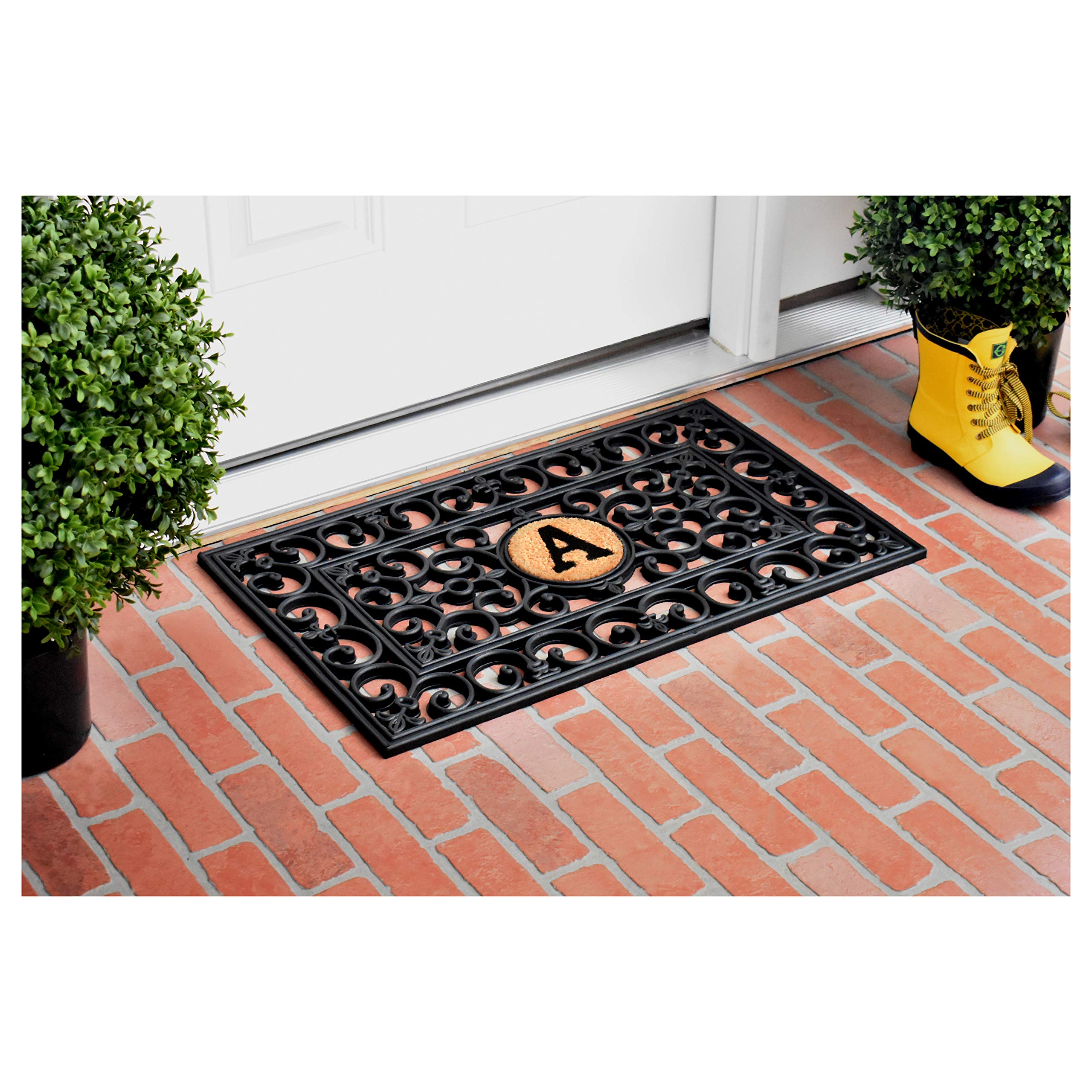 Calloway Mills 150011830A Rubber Monogram Doormat, 18" x 30" (Letter A)