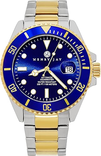 Miniatura 6 de Henry Jay Specialty Aquamaster Reloj a pulso sumergible de acero inoxidable enchapado en oro de 23 quilates de dos colores