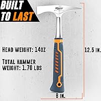 Vista 5 de Mutt Tools Martillo de Cincelado para Soldadura con Cabeza de 14 oz - Martillo de Escoria Profesional para Soldadores - Herramienta de Impacto