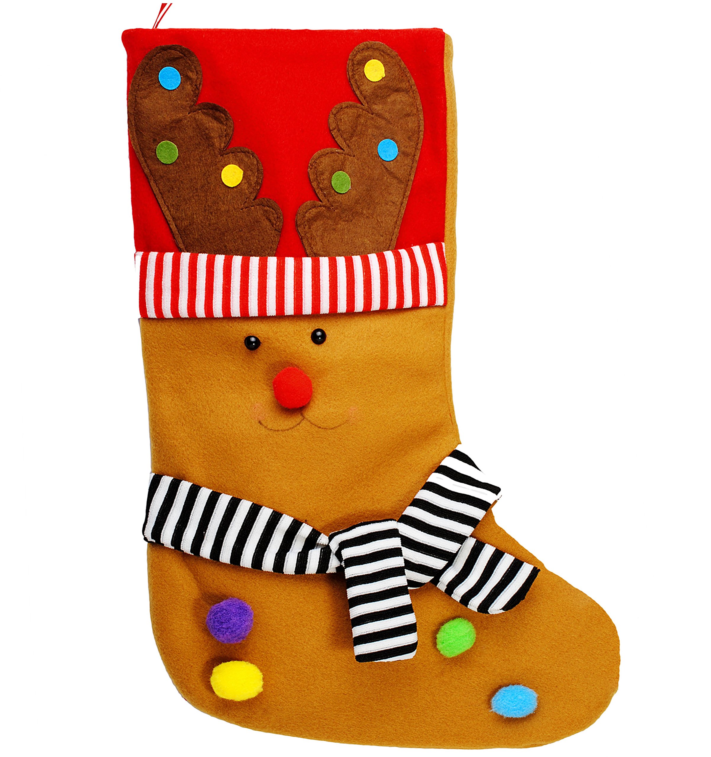 alles-meine.de GmbH 10 Stück XL - Weihnachtssocken & Filzstrümpfe - 3-D Effekt - Rentier/Elch - 50 cm - Nikolausstiefel - Nikolausstrumpf/Weihnachtsstiefel - großer Ges..