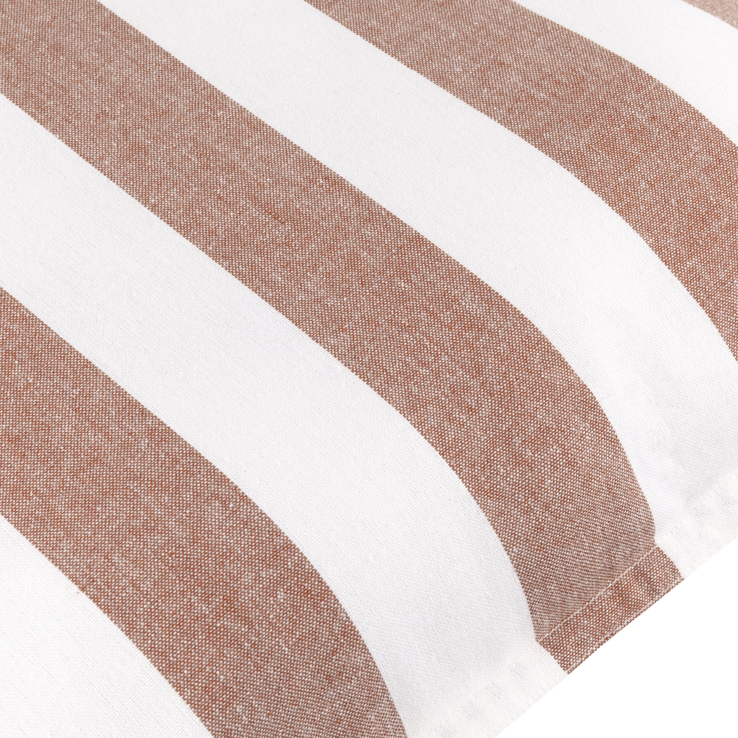 Yard Hayle Cushion Cover - Reversible Water Resistant Striped Soft Cotton Outdoor Decorative Case (Pecan - 50x50cm) - Image 4