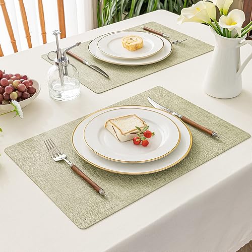 Miniatura 8 de Romanstile Juego de manteles individuales de vinilo de 4 a 12 x 17 pulgadas, resistentes al calor, 100% impermeables, a prueba de aceite, lavables,