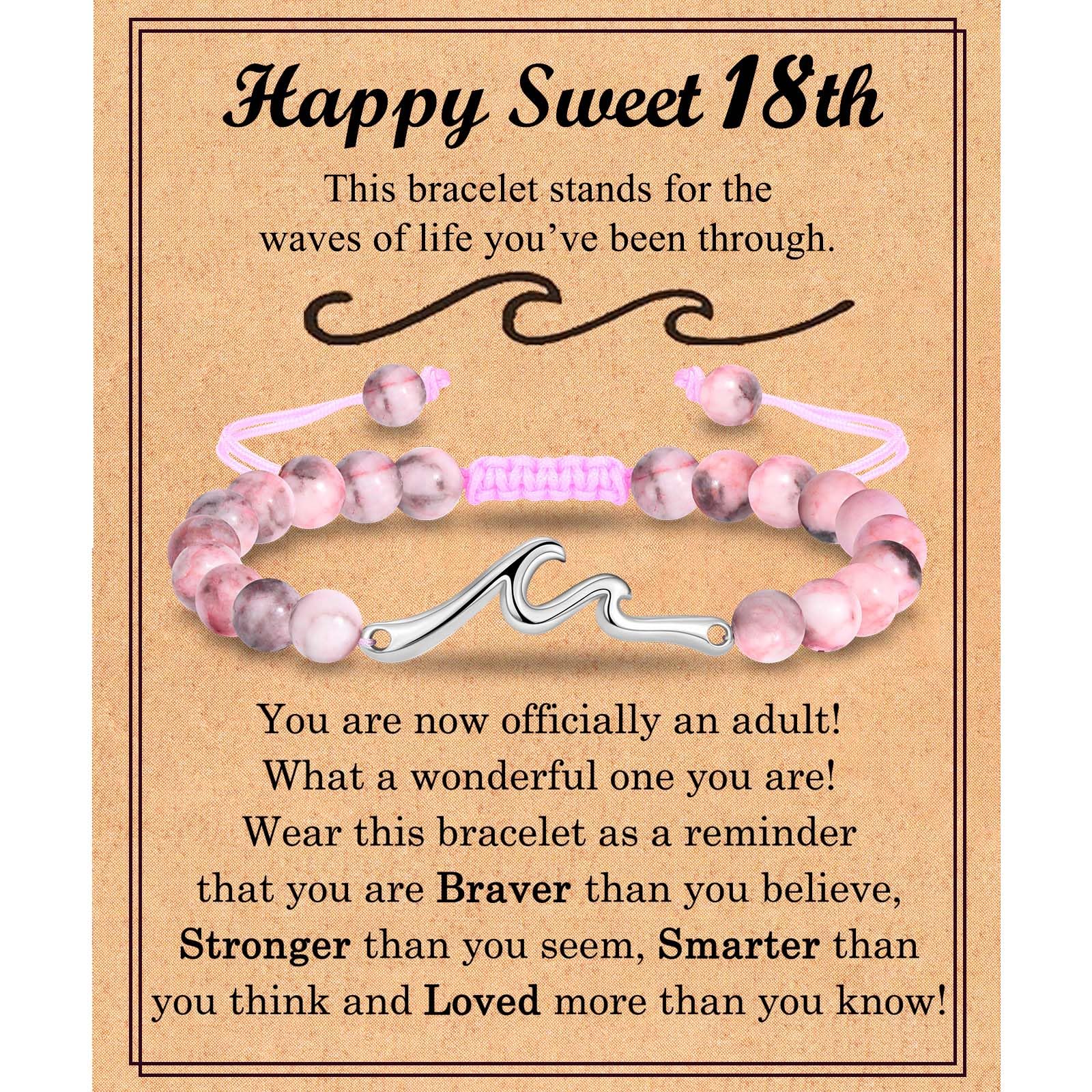 13 14 15 16 17 18 21 Year Old Birthday Gifts for Girls, Wave Birthday Bracelet Gifts with Birthday Card for Teen Girls Her Daughter Granddaughter Niece Friends