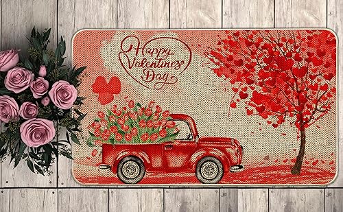 Felpudos de Navidad de 17 x 29 pulgadas, felpudos de bienvenida para puerta delantera, invierno, Navidad, Papá Noel, camión, granja, a cuadros, para