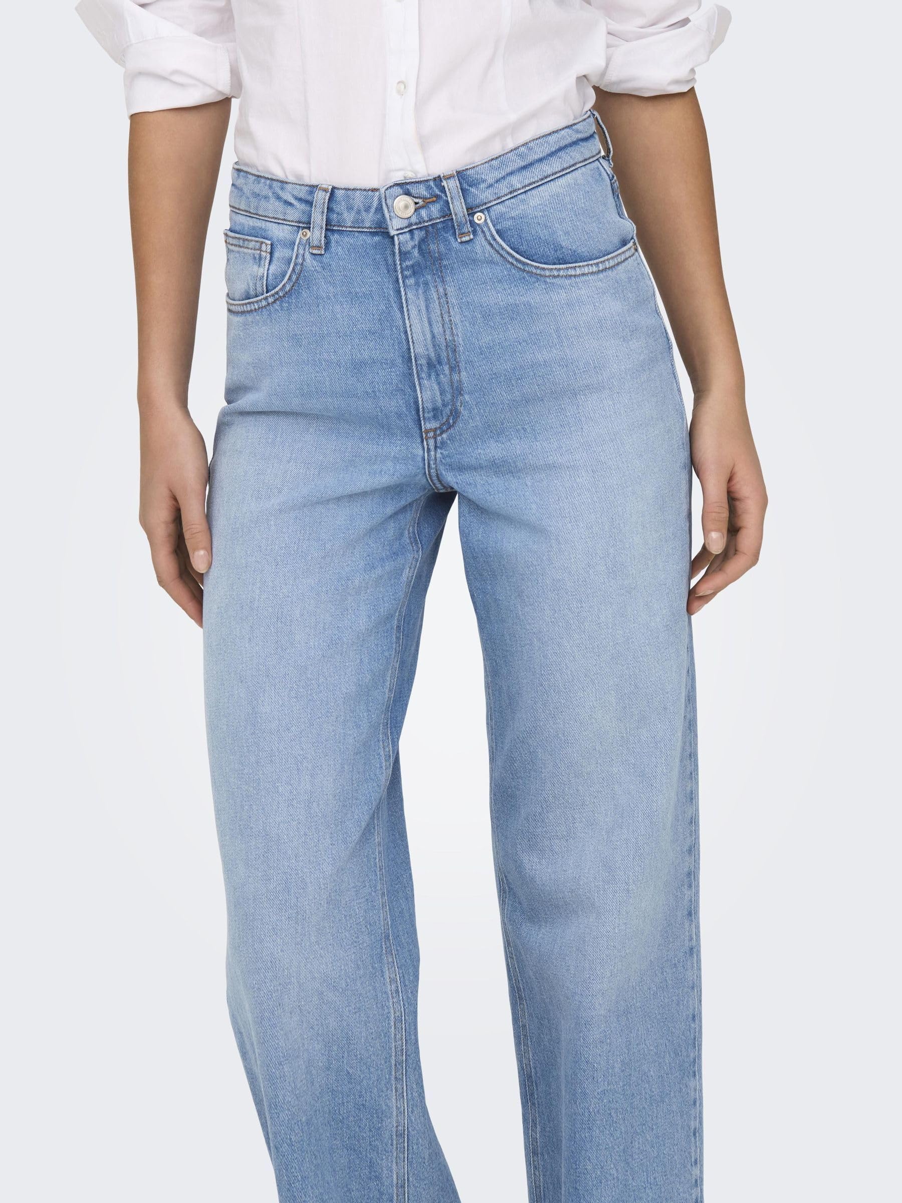 ONLY Jean à Jambe Large ONLJUICY Taille Haute Wide Leg Fit Jeans